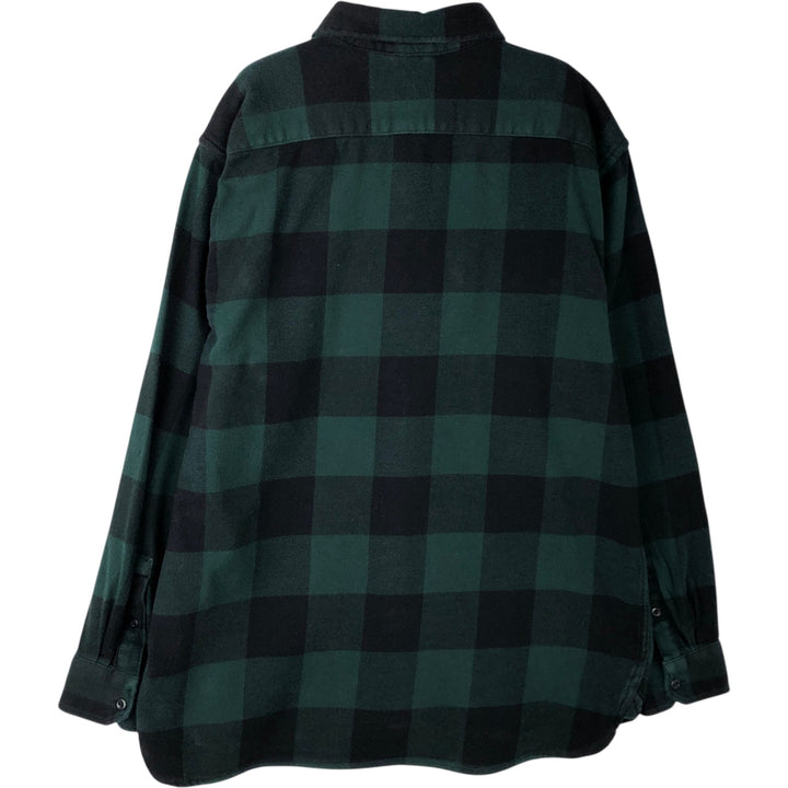 Levi's Buffalo Check Long-Sleeve Flannel Check Shirt, Men's Size L (approx.) cotton Green type dark green Vintage Second Hand