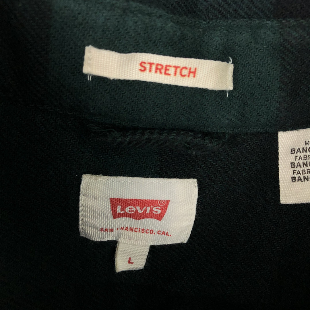 Levi's Buffalo Check Long-Sleeve Flannel Check Shirt, Men's Size L (approx.) cotton Green type dark green Vintage Second Hand
