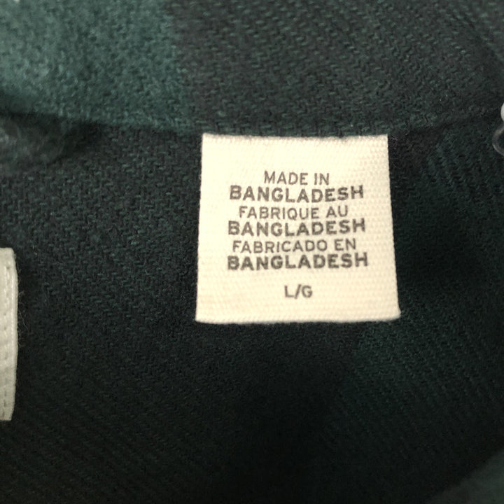 Levi's Buffalo Check Long-Sleeve Flannel Check Shirt, Men's Size L (approx.) cotton Green type dark green Vintage Second Hand