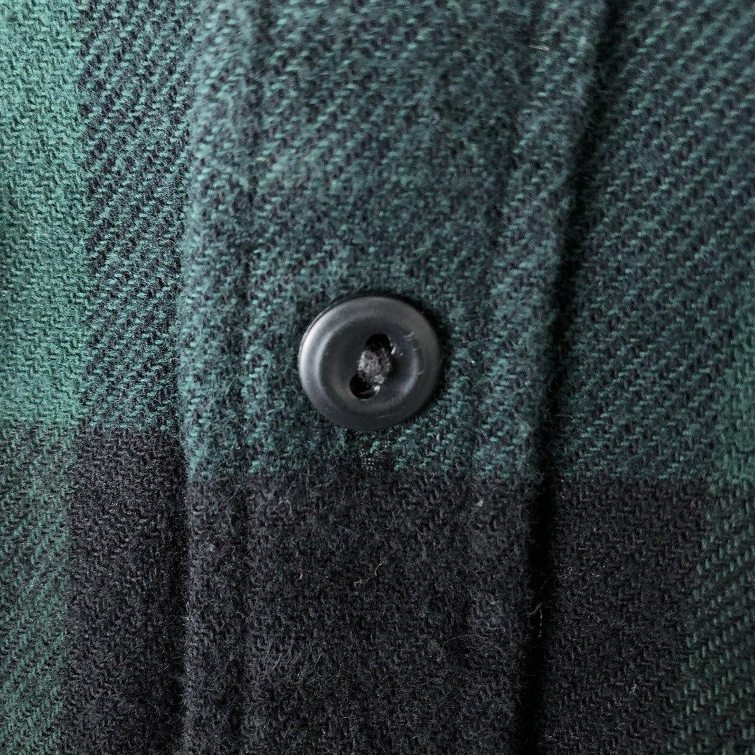 Levi's Buffalo Check Long-Sleeve Flannel Check Shirt, Men's Size L (approx.) cotton Green type dark green Vintage Second Hand