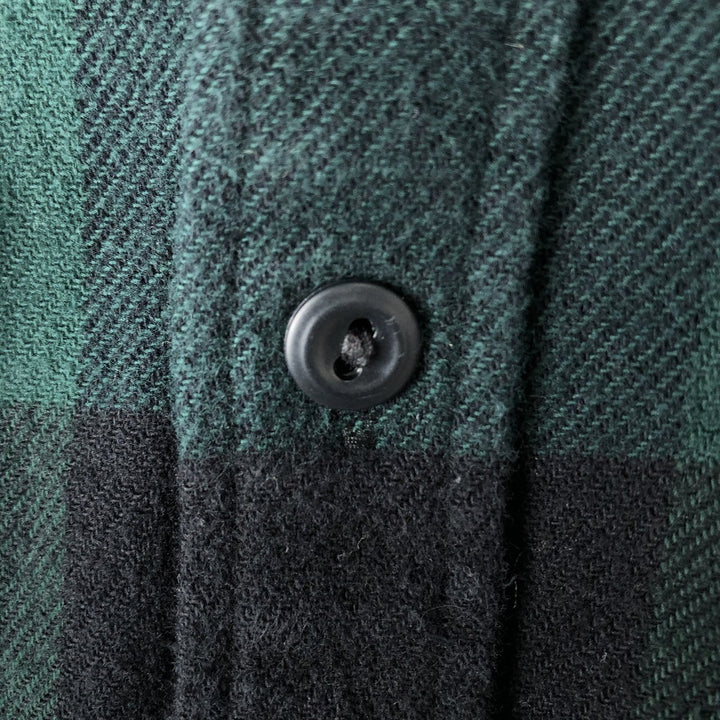 Levi's Buffalo Check Long-Sleeve Flannel Check Shirt, Men's Size L (approx.) cotton Green type dark green Vintage Second Hand