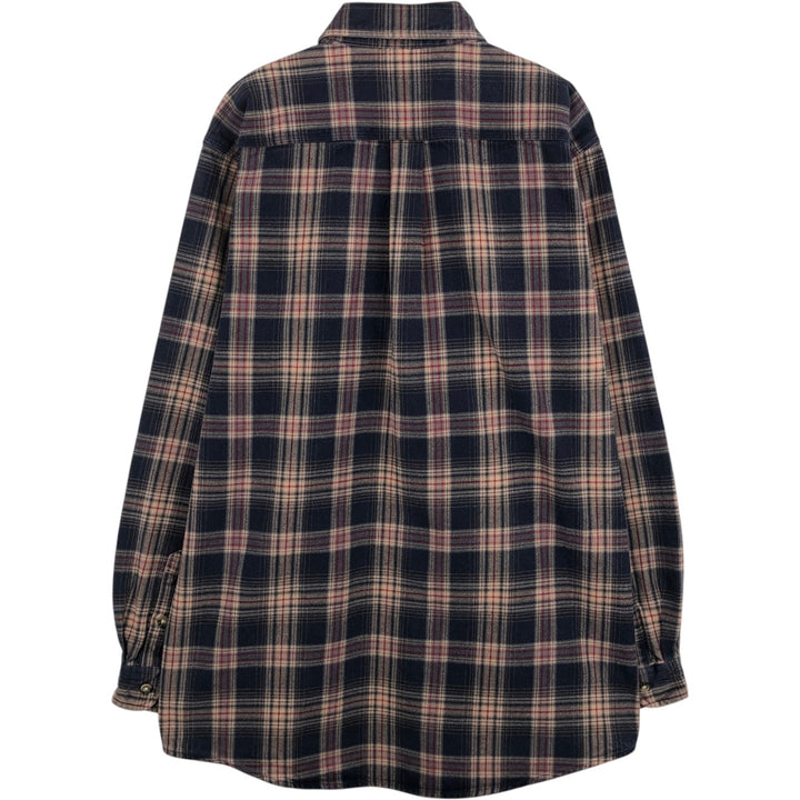 2000'S Carhartt long-sleeved flannel check shirt, men's size L cotton navy blue type Vintage Second Hand