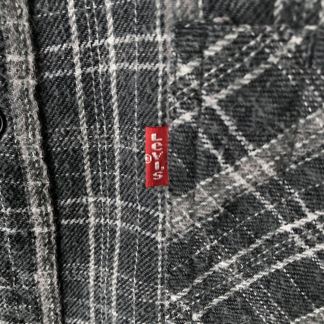 Levi's long-sleeved flannel check shirt, size M, men's cotton gray type Vintage Second Hand