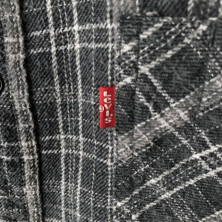 Levi's long-sleeved flannel check shirt, size M, men's cotton gray type Vintage Second Hand