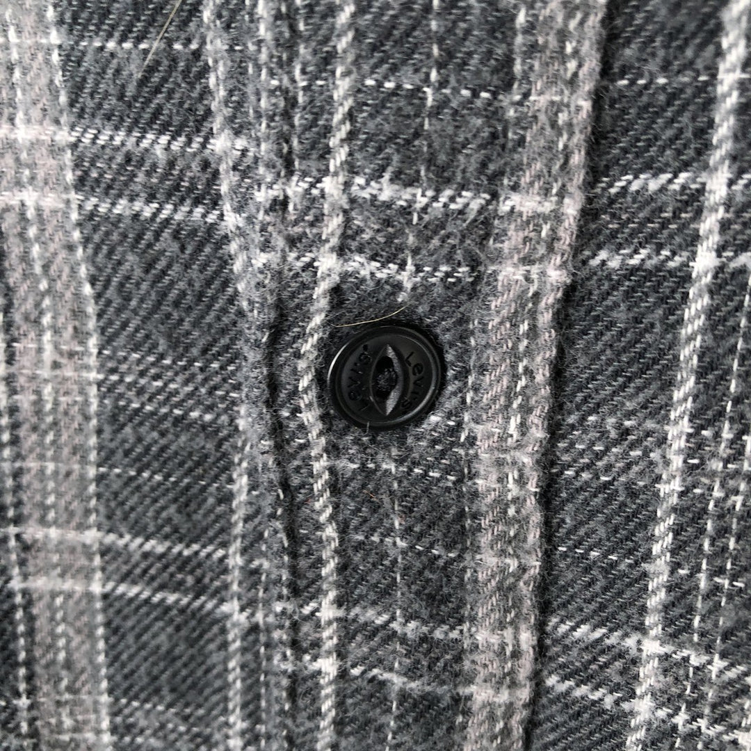 Levi's long-sleeved flannel check shirt, size M, men's cotton gray type Vintage Second Hand