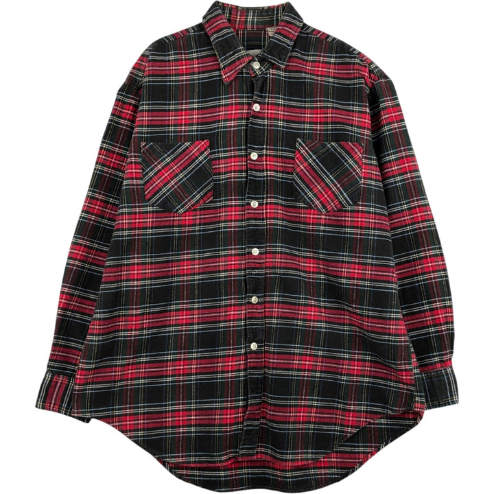 ~90'S Wilshire Tartan Check Long-Sleeve Light Flannel Check Shirt, Men's XL Equivalent, Vintage cotton red type Vintage Second Hand