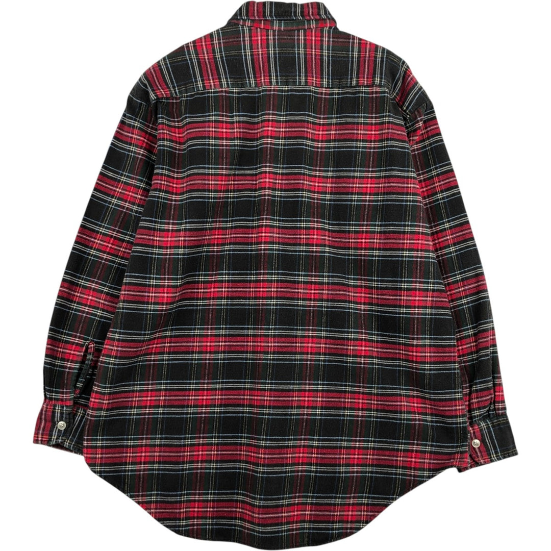 ~90'S Wilshire Tartan Check Long-Sleeve Light Flannel Check Shirt, Men's XL Equivalent, Vintage cotton red type Vintage Second Hand