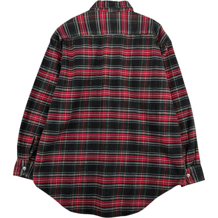 ~90'S Wilshire Tartan Check Long-Sleeve Light Flannel Check Shirt, Men's XL Equivalent, Vintage cotton red type Vintage Second Hand
