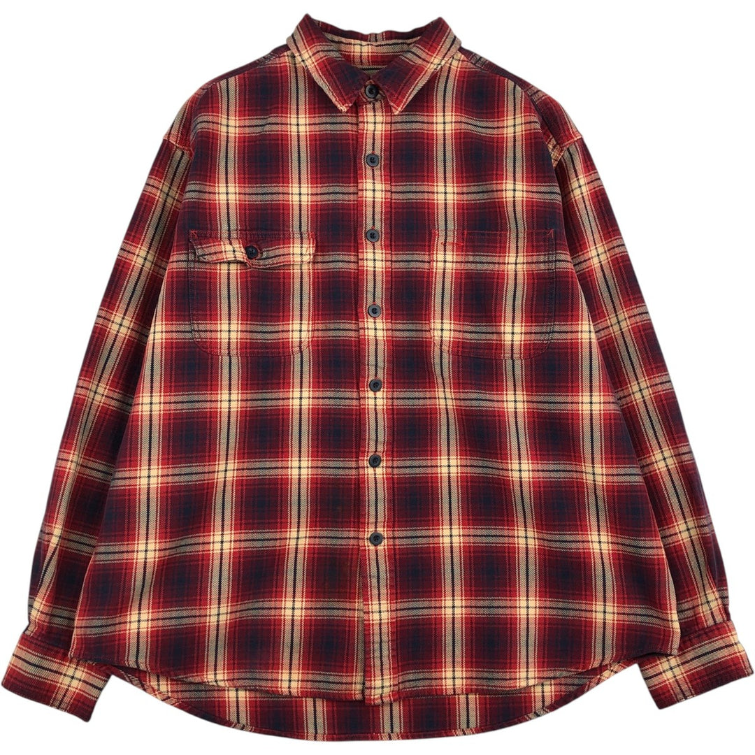Eddie Bauer Men's Long Sleeve Flannel Check Shirt, Size L cotton red type Vintage Second Hand