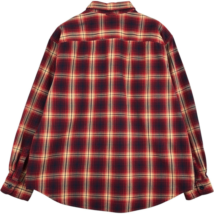 Eddie Bauer Men's Long Sleeve Flannel Check Shirt, Size L cotton red type Vintage Second Hand