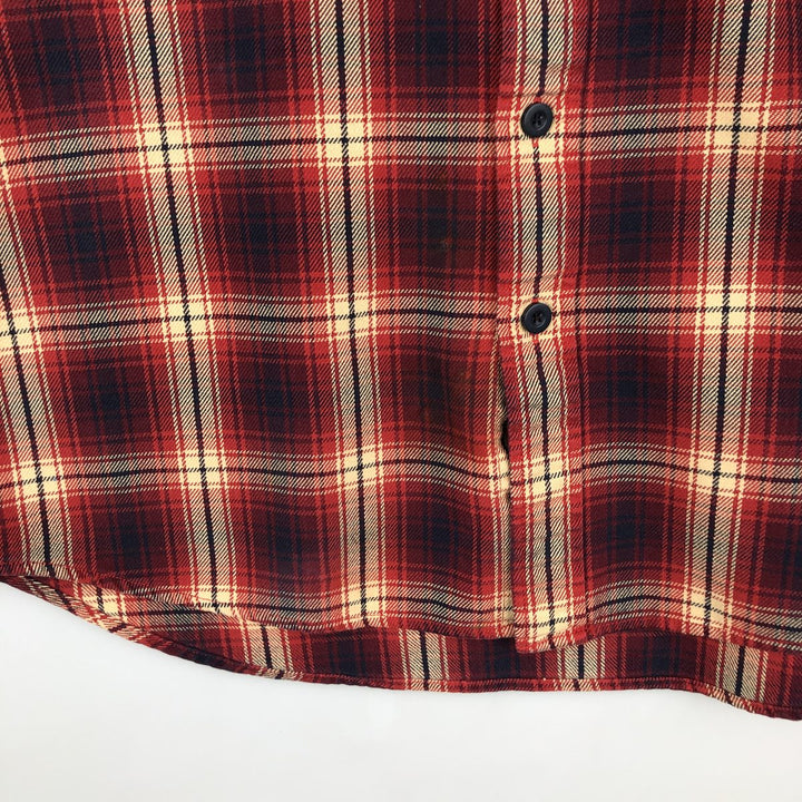 Eddie Bauer Men's Long Sleeve Flannel Check Shirt, Size L cotton red type Vintage Second Hand