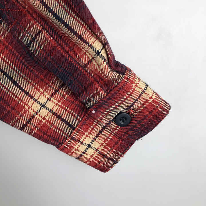 Eddie Bauer Men's Long Sleeve Flannel Check Shirt, Size L cotton red type Vintage Second Hand