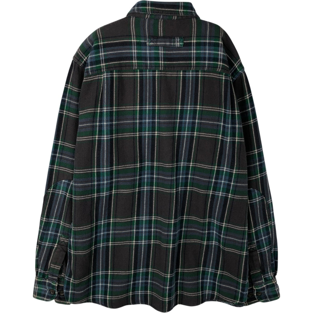 2000'S WOOLRICH Long Sleeve Flannel Check Shirt, Men's Size L cotton green type Vintage Second Hand