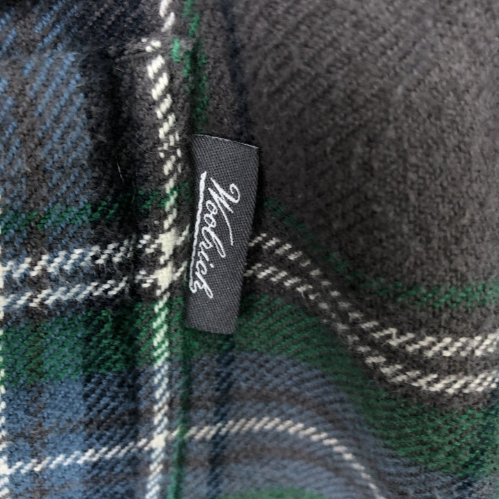 2000'S WOOLRICH Long Sleeve Flannel Check Shirt, Men's Size L cotton green type Vintage Second Hand