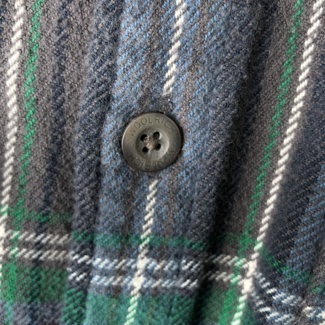 2000'S WOOLRICH Long Sleeve Flannel Check Shirt, Men's Size L cotton green type Vintage Second Hand