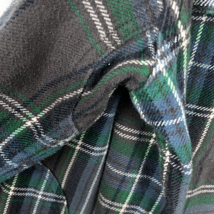2000'S WOOLRICH Long Sleeve Flannel Check Shirt, Men's Size L cotton green type Vintage Second Hand
