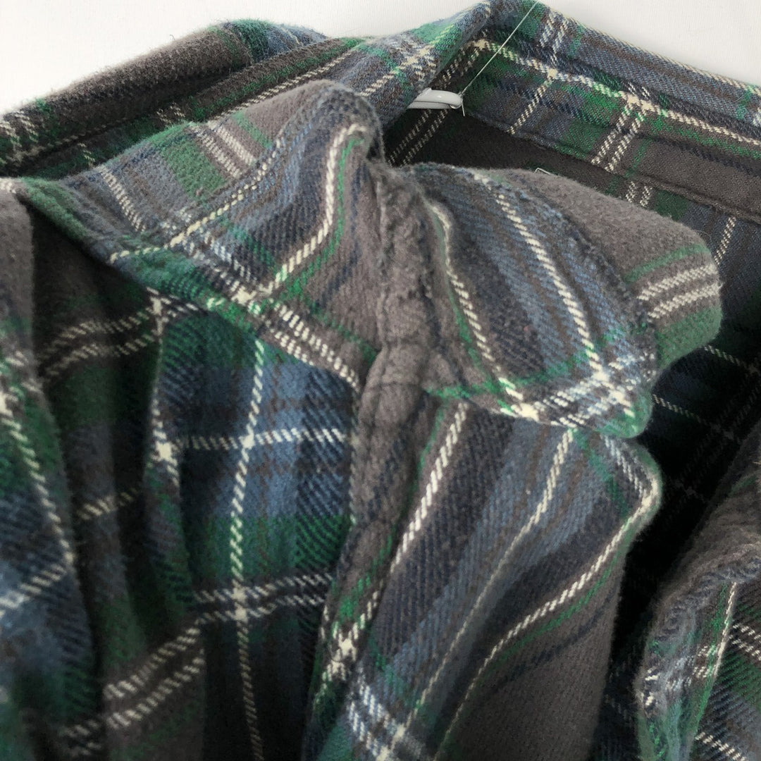 2000'S WOOLRICH Long Sleeve Flannel Check Shirt, Men's Size L cotton green type Vintage Second Hand