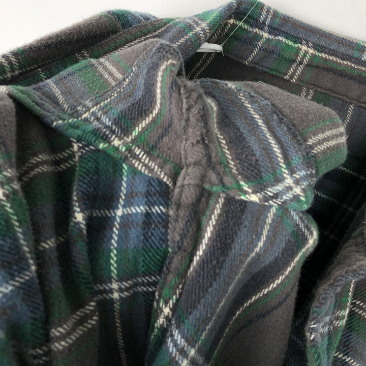 2000'S WOOLRICH Long Sleeve Flannel Check Shirt, Men's Size L cotton green type Vintage Second Hand