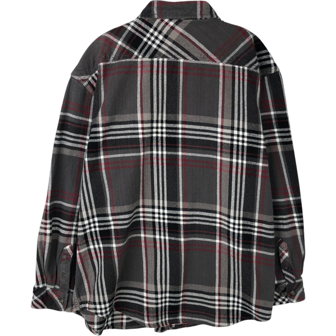 Dickies Long Sleeve Heavy Flannel Check Shirt, Men's Size XL cotton gray type Vintage Second Hand