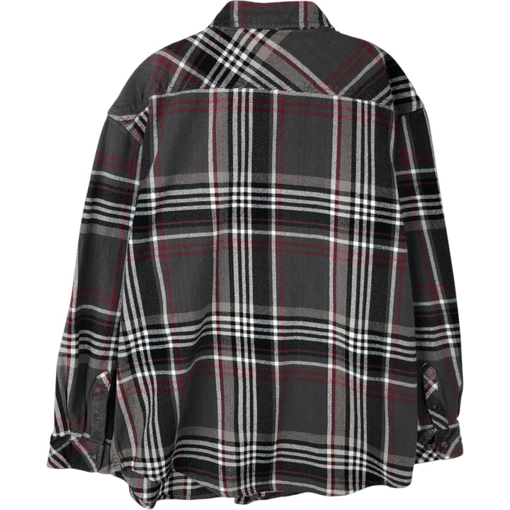 Dickies Long Sleeve Heavy Flannel Check Shirt, Men's Size XL cotton gray type Vintage Second Hand