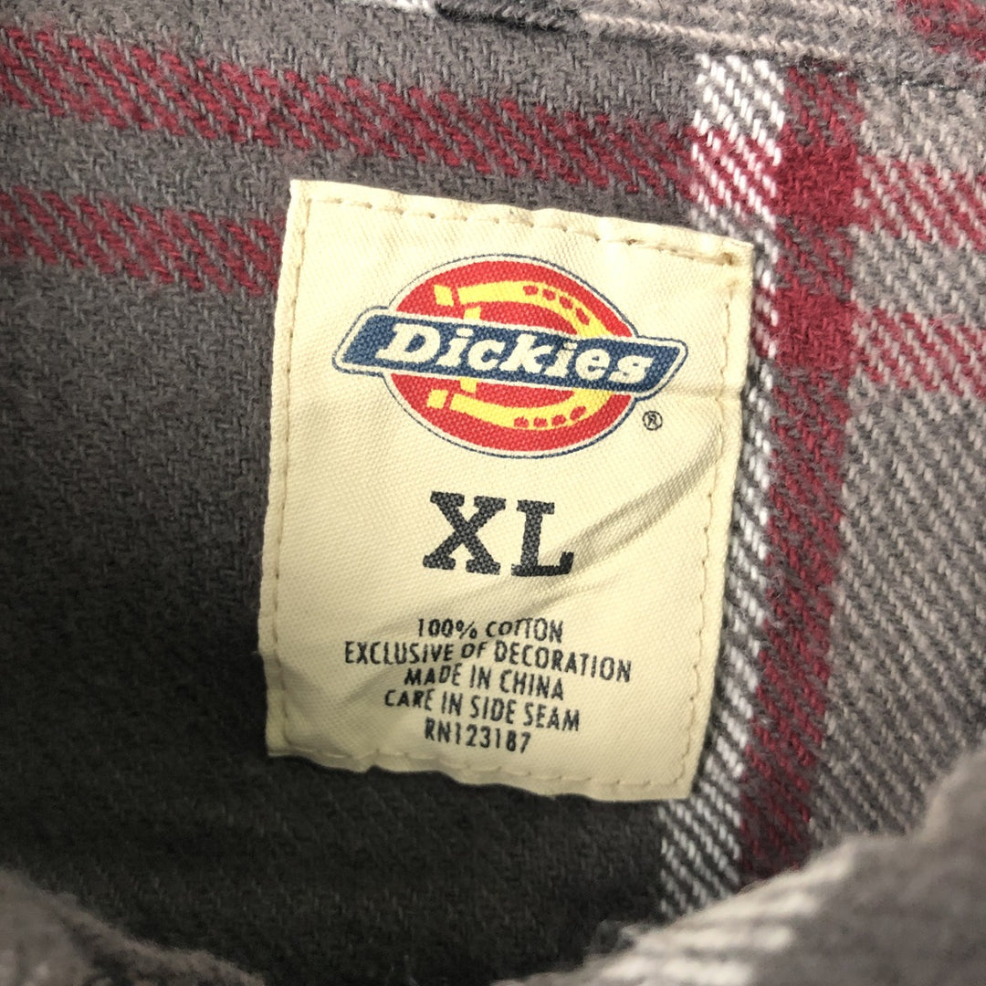 Dickies Long Sleeve Heavy Flannel Check Shirt, Men's Size XL cotton gray type Vintage Second Hand