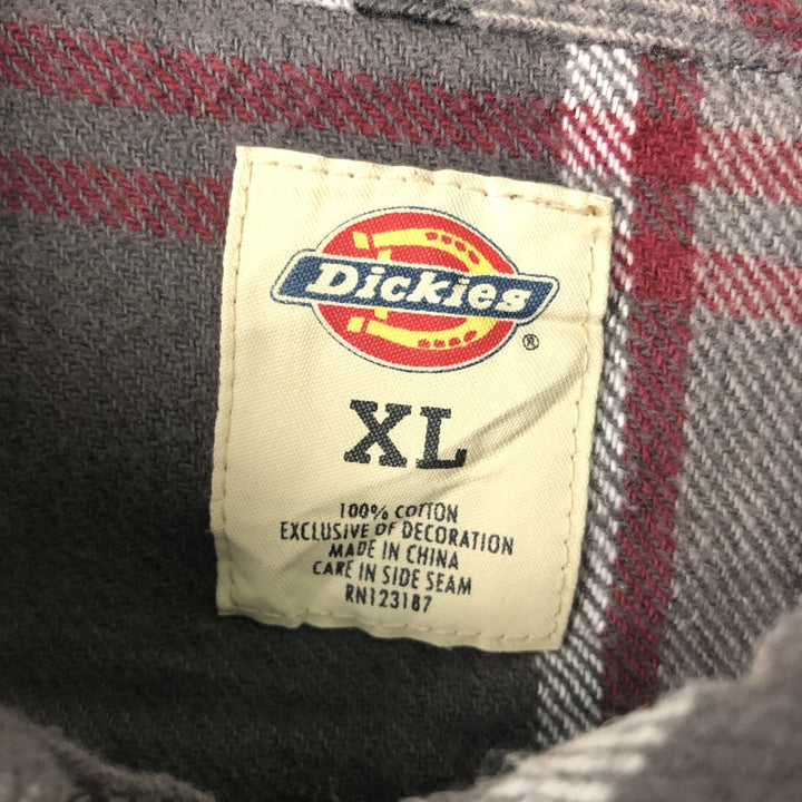 Dickies Long Sleeve Heavy Flannel Check Shirt, Men's Size XL cotton gray type Vintage Second Hand