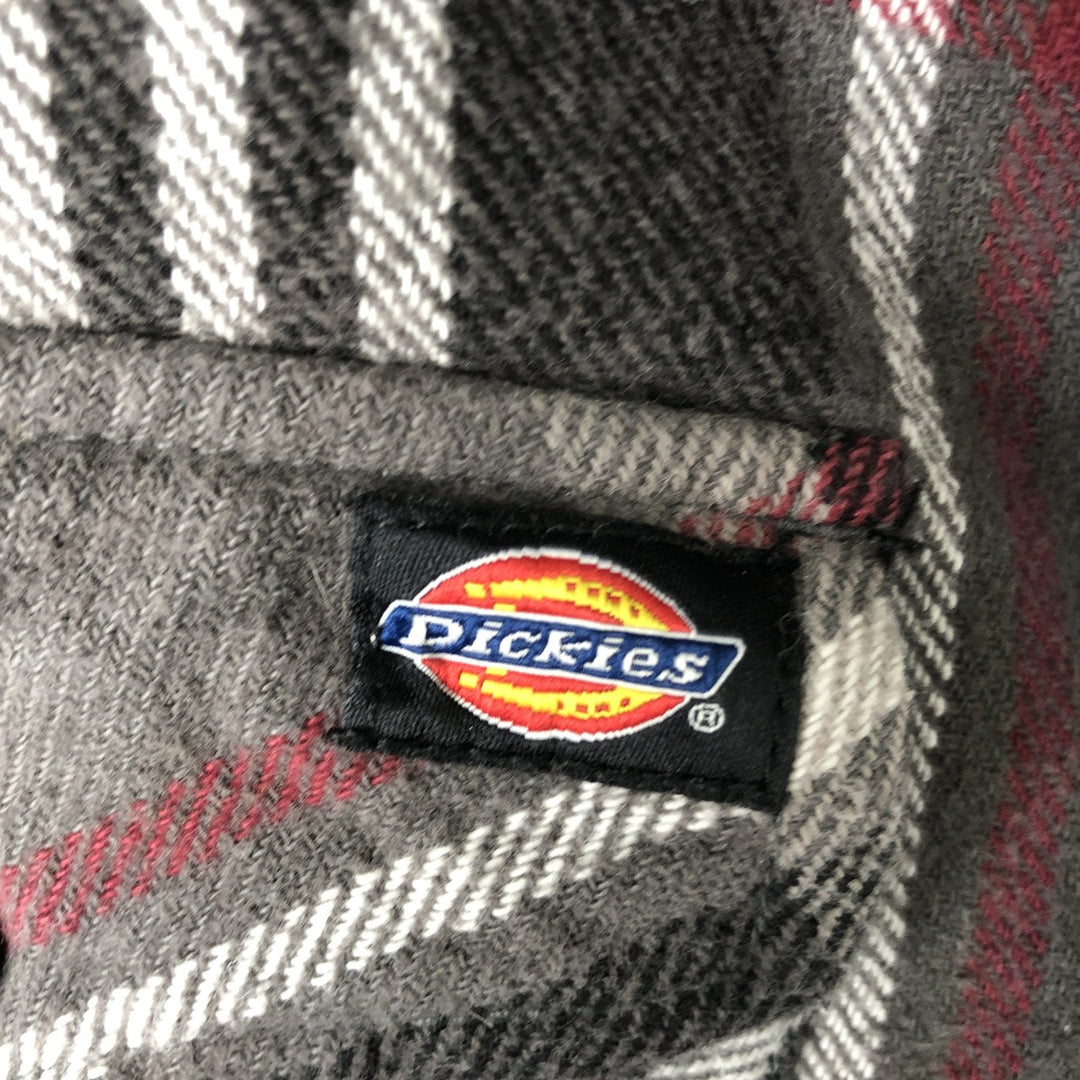Dickies Long Sleeve Heavy Flannel Check Shirt, Men's Size XL cotton gray type Vintage Second Hand