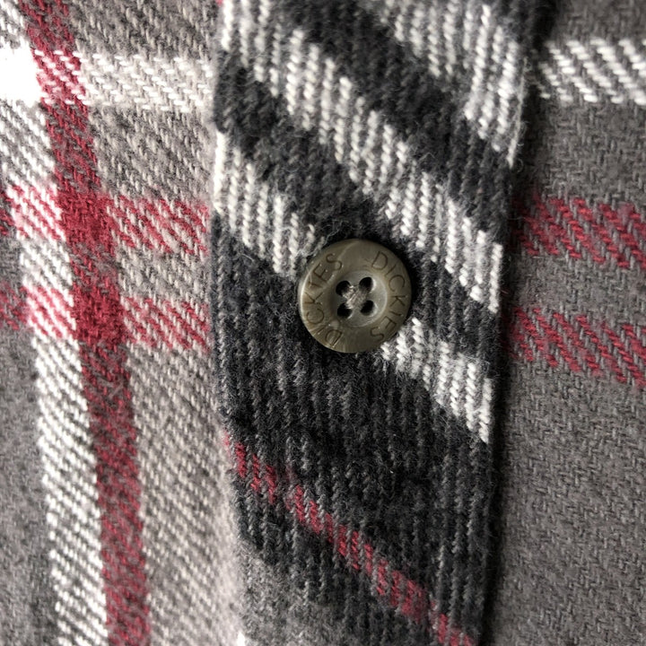 Dickies Long Sleeve Heavy Flannel Check Shirt, Men's Size XL cotton gray type Vintage Second Hand
