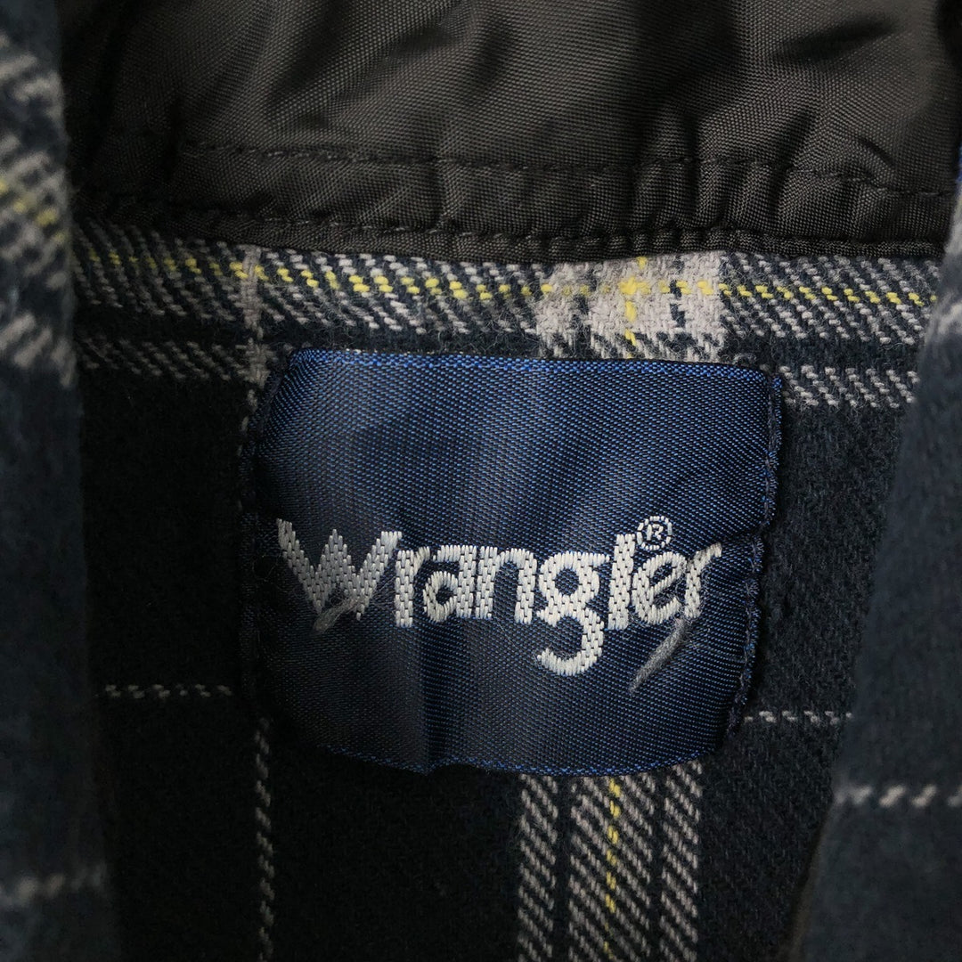Wrangler Western Flannel Check Shirt, Men's Size M (approx.) cotton navy blue type Vintage Second Hand
