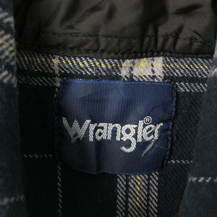 Wrangler Western Flannel Check Shirt, Men's Size M (approx.) cotton navy blue type Vintage Second Hand