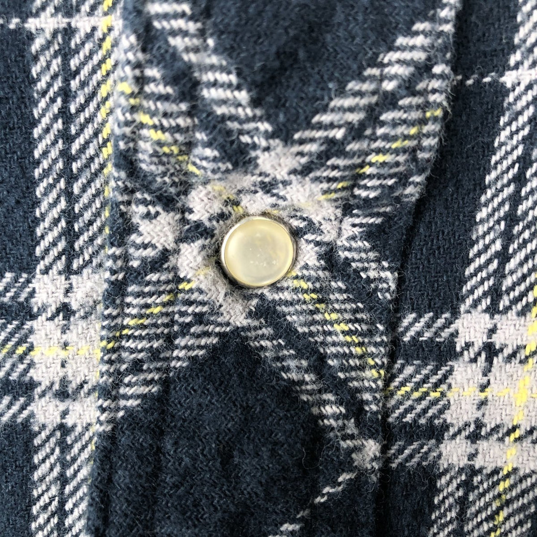 Wrangler Western Flannel Check Shirt, Men's Size M (approx.) cotton navy blue type Vintage Second Hand