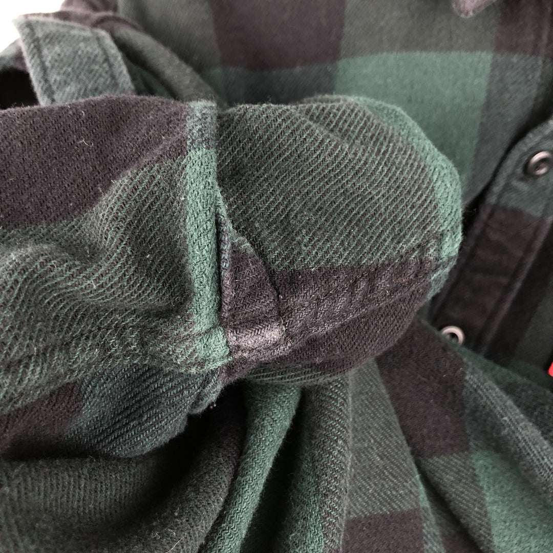 Levi's Buffalo Check Long-Sleeve Light Flannel Check Shirt, Men's Size XL (approx.) cotton Green type dark green Vintage Second Hand