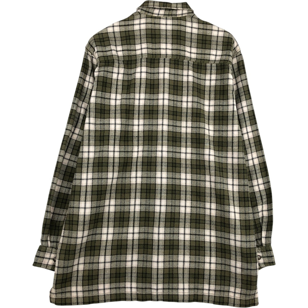 Levi's Long-Sleeve Light Flannel Check Shirt, Boxy Shirt, Men's Size M (approx.) cotton Khaki type Vintage Second Hand