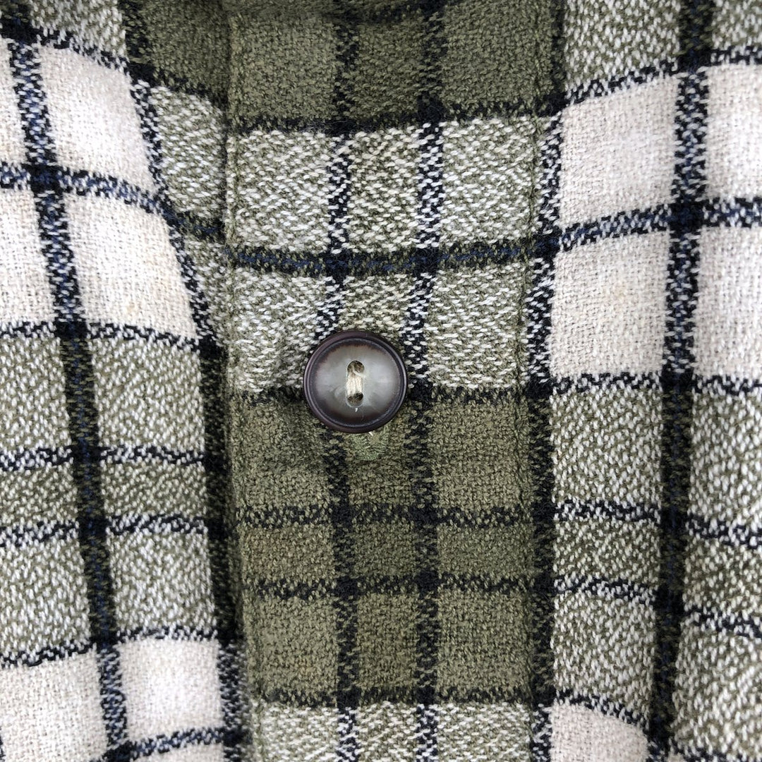 Levi's Long-Sleeve Light Flannel Check Shirt, Boxy Shirt, Men's Size M (approx.) cotton Khaki type Vintage Second Hand