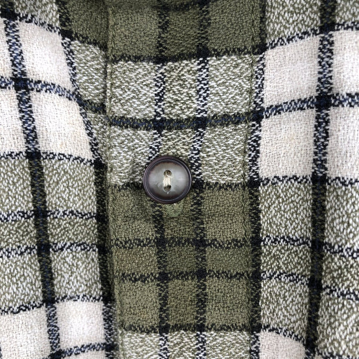 Levi's Long-Sleeve Light Flannel Check Shirt, Boxy Shirt, Men's Size M (approx.) cotton Khaki type Vintage Second Hand