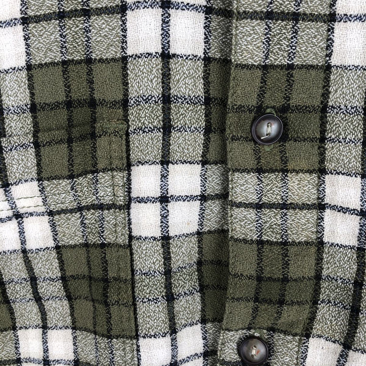 Levi's Long-Sleeve Light Flannel Check Shirt, Boxy Shirt, Men's Size M (approx.) cotton Khaki type Vintage Second Hand