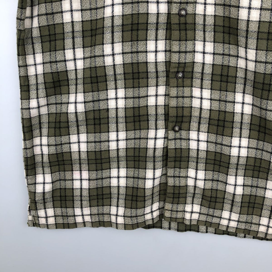 Levi's Long-Sleeve Light Flannel Check Shirt, Boxy Shirt, Men's Size M (approx.) cotton Khaki type Vintage Second Hand