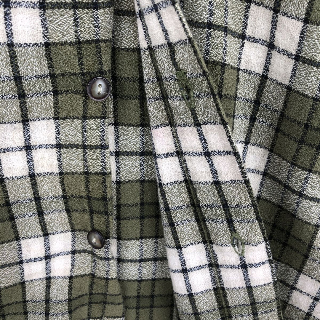 Levi's Long-Sleeve Light Flannel Check Shirt, Boxy Shirt, Men's Size M (approx.) cotton Khaki type Vintage Second Hand
