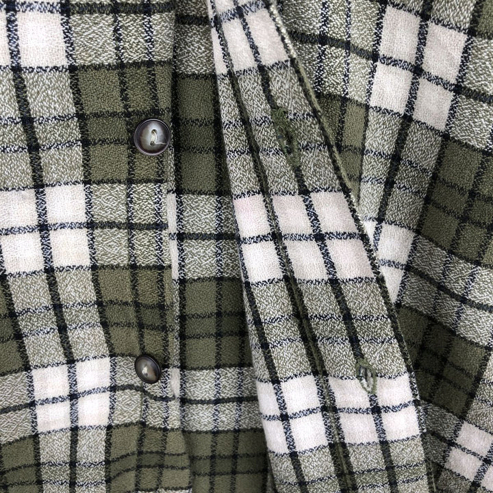 Levi's Long-Sleeve Light Flannel Check Shirt, Boxy Shirt, Men's Size M (approx.) cotton Khaki type Vintage Second Hand