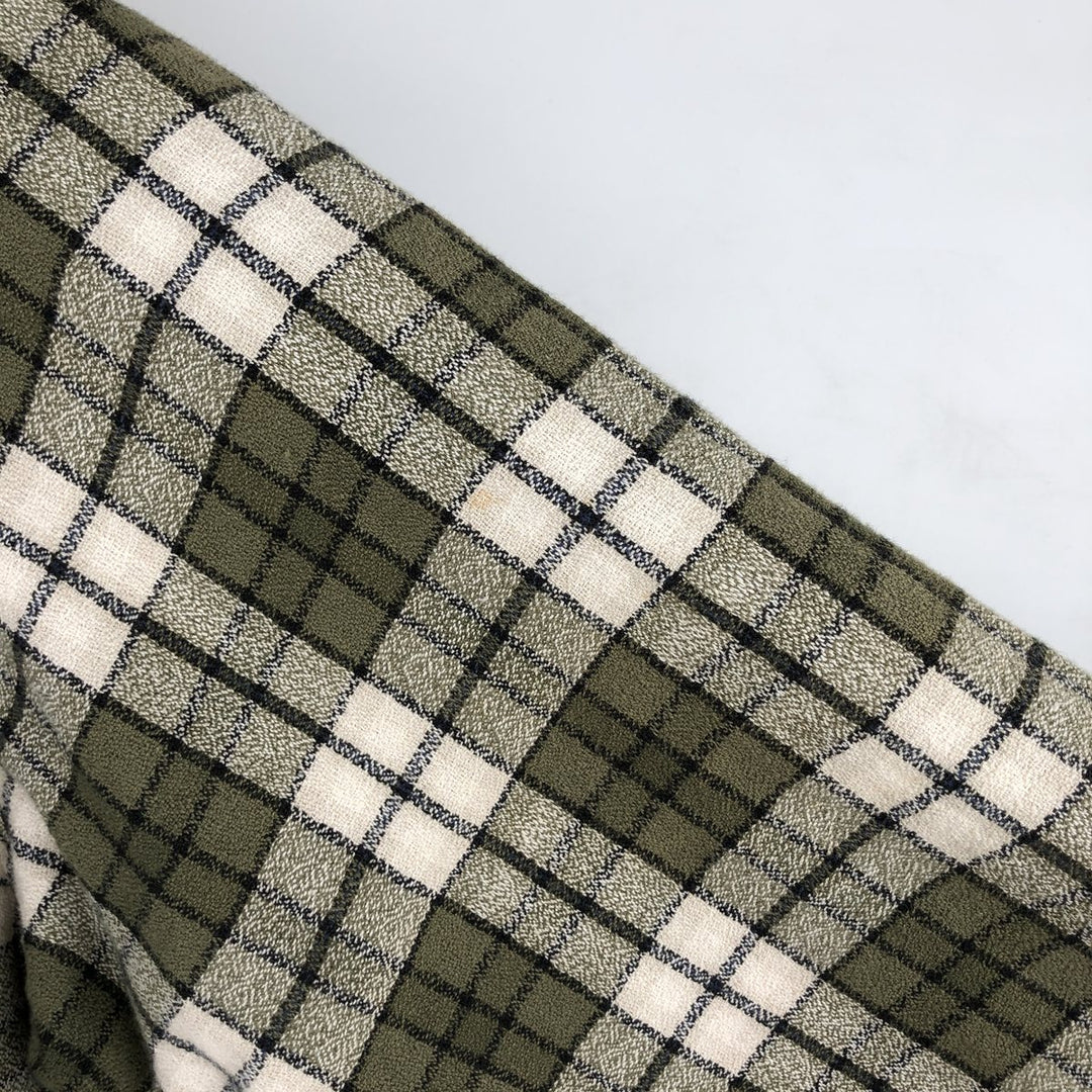 Levi's Long-Sleeve Light Flannel Check Shirt, Boxy Shirt, Men's Size M (approx.) cotton Khaki type Vintage Second Hand