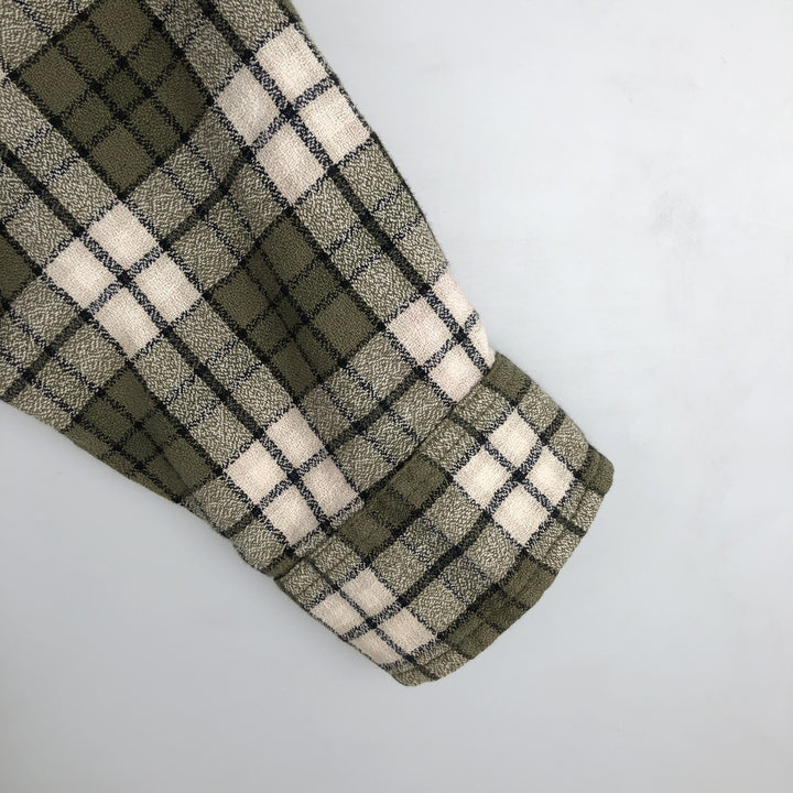 Levi's Long-Sleeve Light Flannel Check Shirt, Boxy Shirt, Men's Size M (approx.) cotton Khaki type Vintage Second Hand