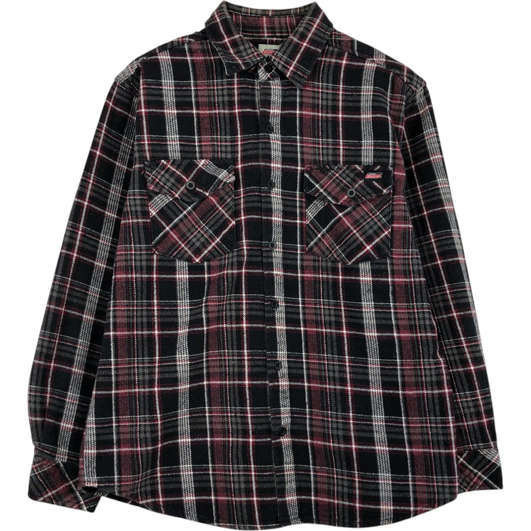 Dickies Long Sleeve Flannel Check Shirt, Men's Size Medium cotton black type Vintage Second Hand