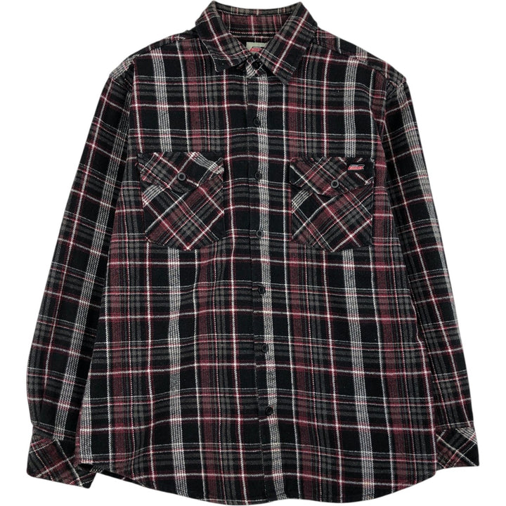 Dickies Long Sleeve Flannel Check Shirt, Men's Size Medium cotton black type Vintage Second Hand
