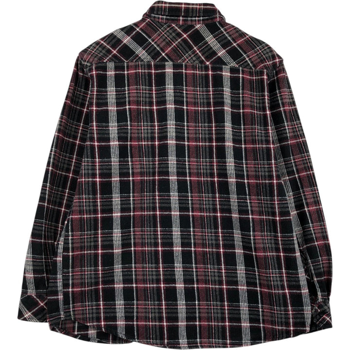 Dickies Long Sleeve Flannel Check Shirt, Men's Size Medium cotton black type Vintage Second Hand