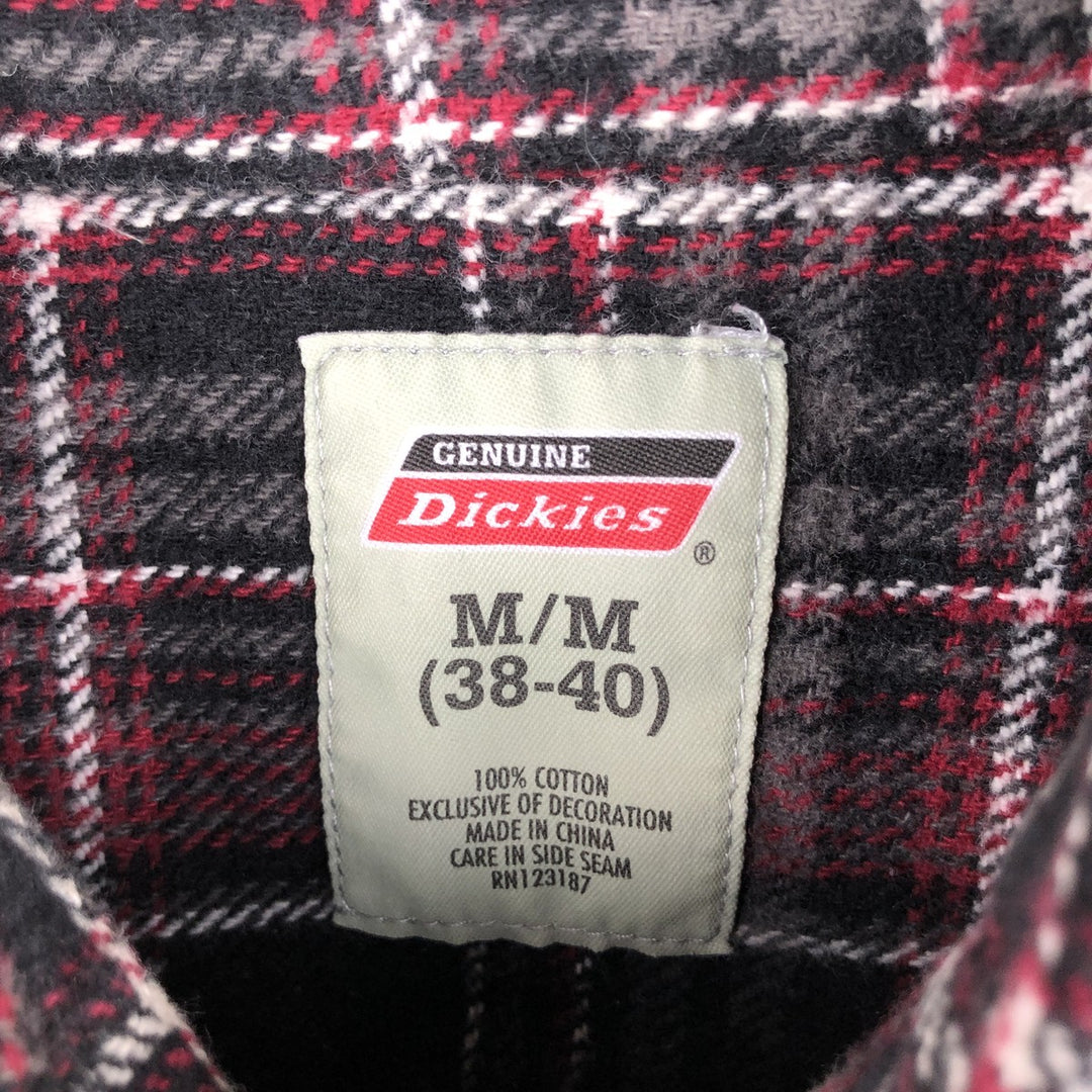 Dickies Long Sleeve Flannel Check Shirt, Men's Size Medium cotton black type Vintage Second Hand