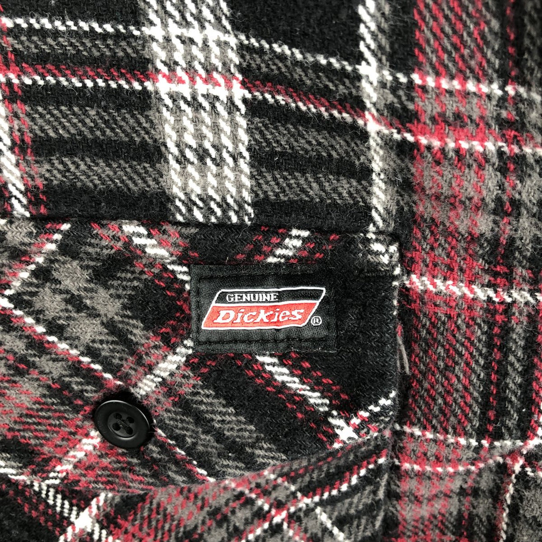 Dickies Long Sleeve Flannel Check Shirt, Men's Size Medium cotton black type Vintage Second Hand