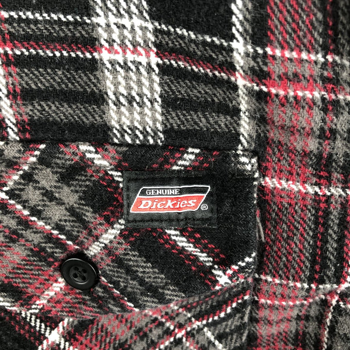 Dickies Long Sleeve Flannel Check Shirt, Men's Size Medium cotton black type Vintage Second Hand