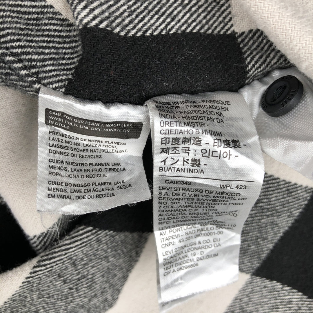 Levi's RELAXED Buffalo Check Long-Sleeve Flannel Check Shirt, Men's Size L (approx.) cotton ivory Vintage Second Hand