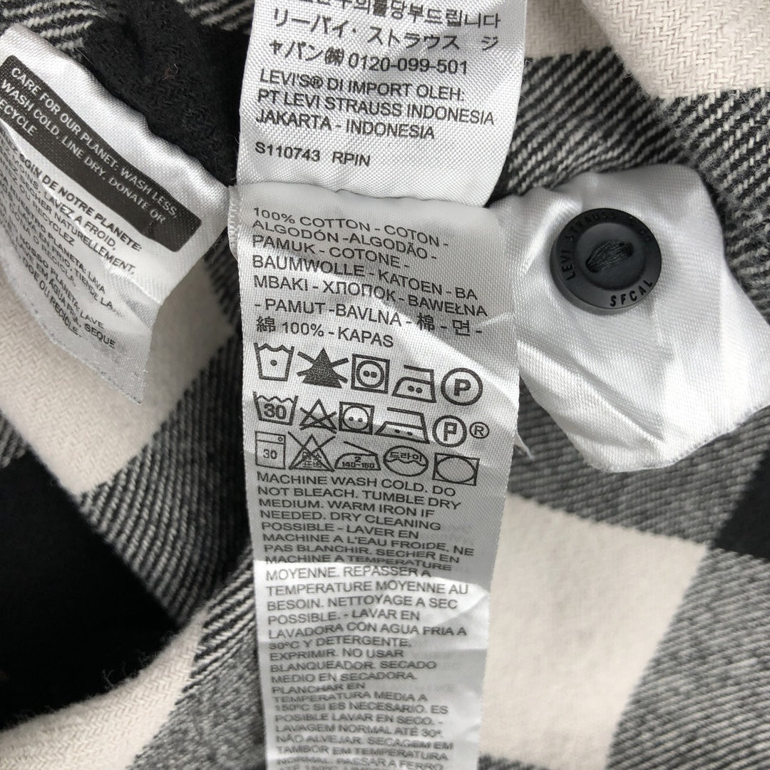 Levi's RELAXED Buffalo Check Long-Sleeve Flannel Check Shirt, Men's Size L (approx.) cotton ivory Vintage Second Hand