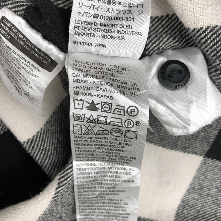 Levi's RELAXED Buffalo Check Long-Sleeve Flannel Check Shirt, Men's Size L (approx.) cotton ivory Vintage Second Hand